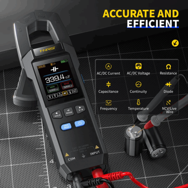 FNIRSI® DMC-100 DC AC Current Voltage Clamp Meter Digital Multimeter ดิจิตอล แคลมป์มิเตอร์ - Image 9