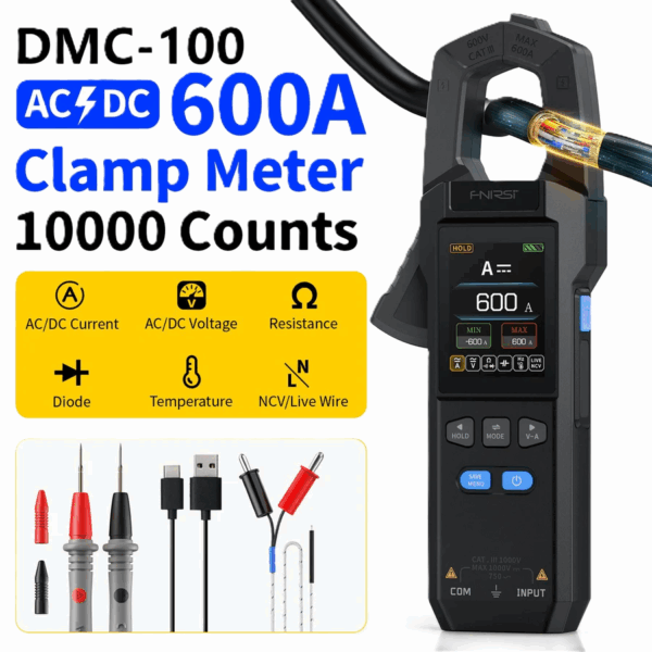 FNIRSI® DMC-100 DC AC Current Voltage Clamp Meter Digital Multimeter ดิจิตอล แคลมป์มิเตอร์ - Image 2