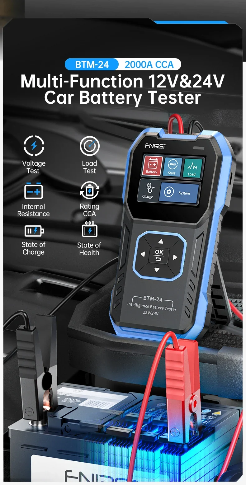 BTM-24 FNIRSI CCA Multi-Function 12V/24V Car Battery Tester - Image 2